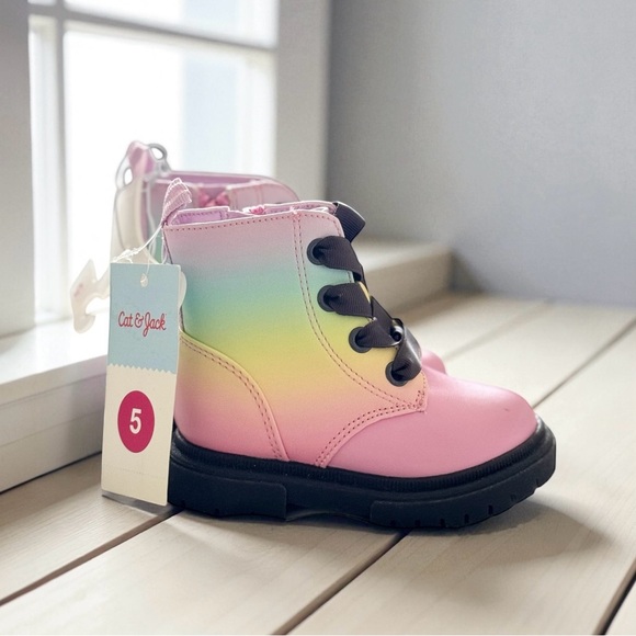 Cat & Jack Toddler Girls’ Rainbow Pink Boots Size 5 NWT - Picture 3 of 7
